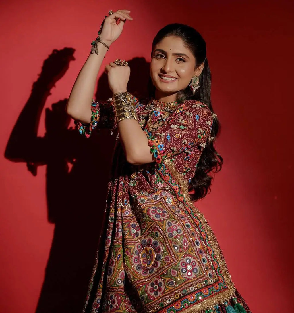 Digital Print Muslin Lehenga Set