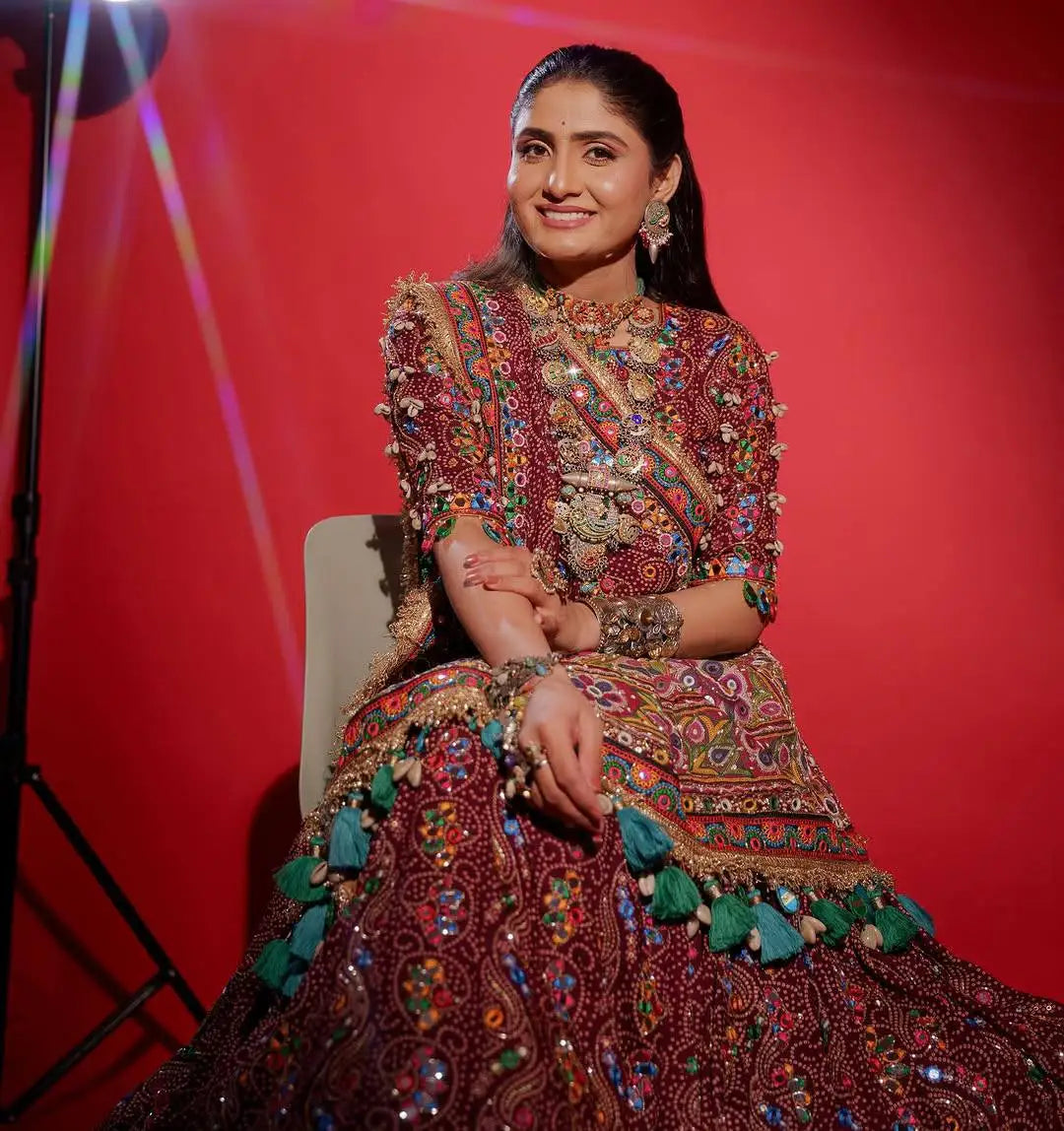 Digital Print Muslin Lehenga Set
