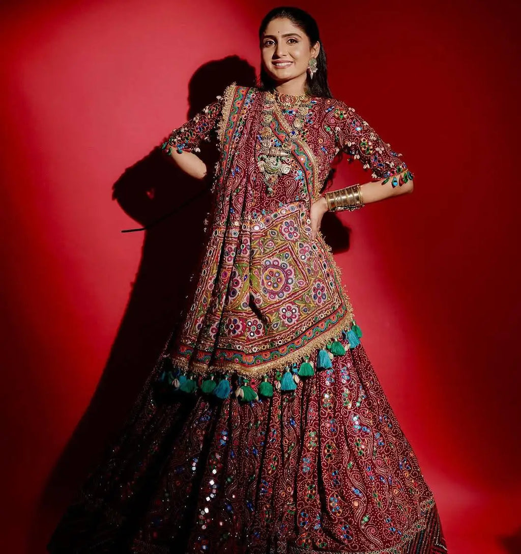Digital Print Muslin Lehenga Set